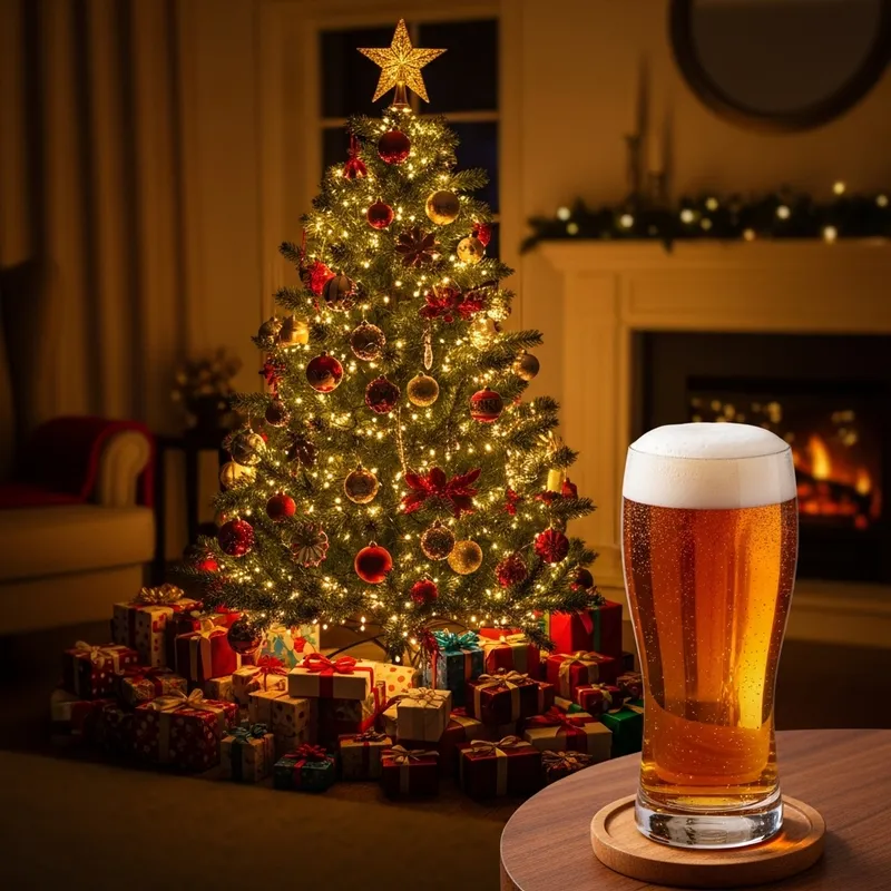Festive Christmas Tree, Gifts & Beer - Albero, Regali, Birra - Natale