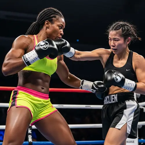 Female Boxer Takes a Deep Punch in Intense Match