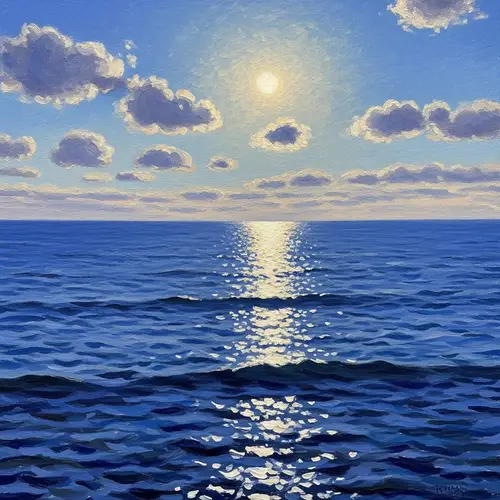 Serene Ocean Impressionist Painting