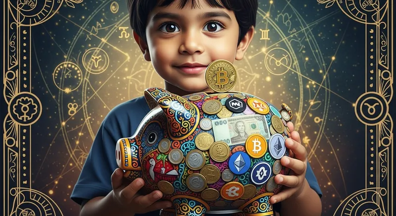 Mystical Thai Zodiac: Adorable 3-Year-Old with Piggy Bank