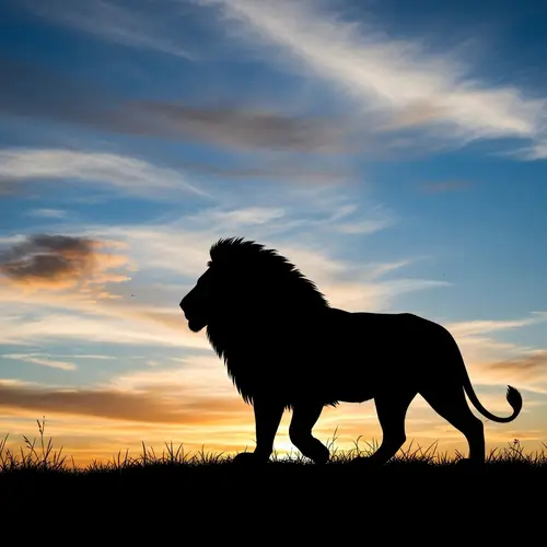 Lion Silhouette Graffiti Sky Art | Colorful High Contrast Image