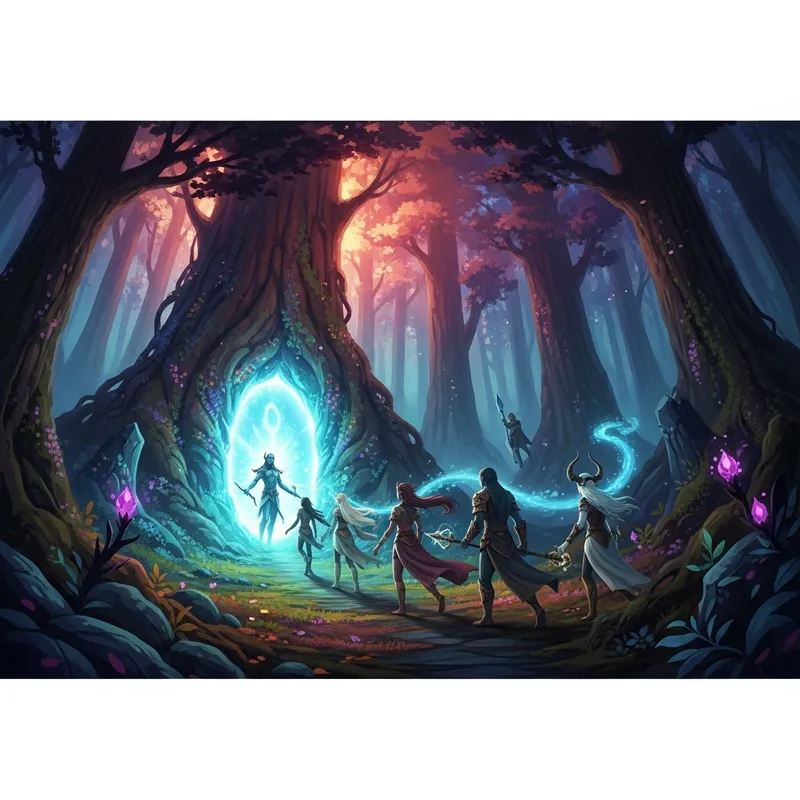 Mystical Forest Portal: Ethereal Beings Emerged | Fantasy Art