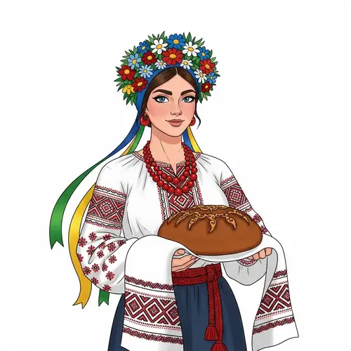 Personification of Ukraine: Vyshyvanka, Vinok, and Traditional Bread