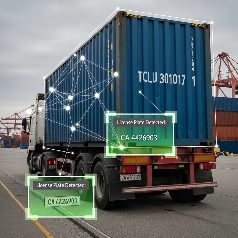 Truck with Container | License Plate & ISO Code - Video Analytics