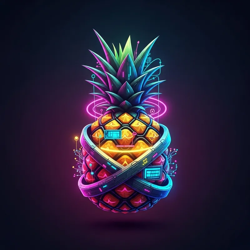 Cyberpunk Pineapple Phone Logo | Futuristic Design Cyberpunk Pineapple Phone Logo | Futuristic Design