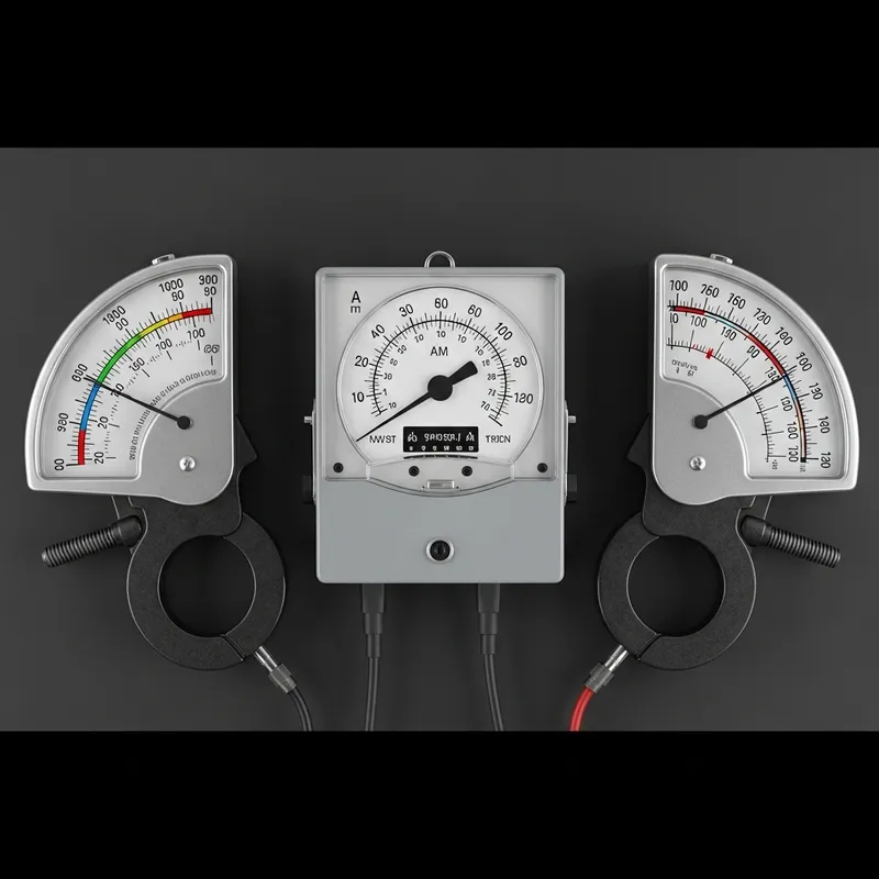 Industrial Ammeter Background with Clamp-On Ammeters