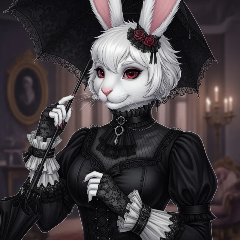 Goth Bunny Fursona: Victorian Gothic Albino Rabbit