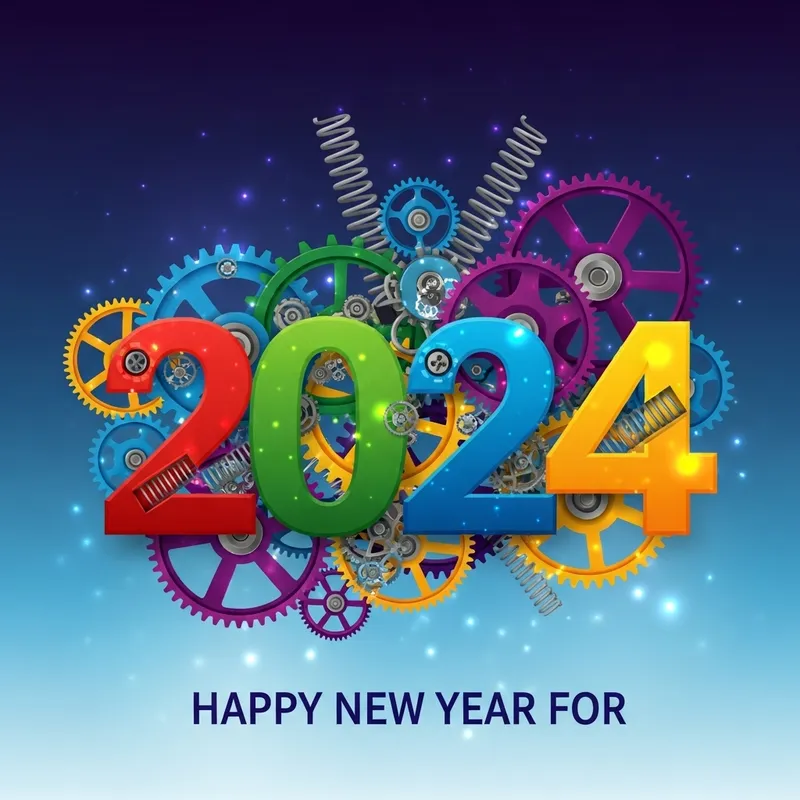 2024 New Year Greeting Card | Colorful Mechanical Theme 2024 New Year Greeting Card | Colorful Mechanical Theme