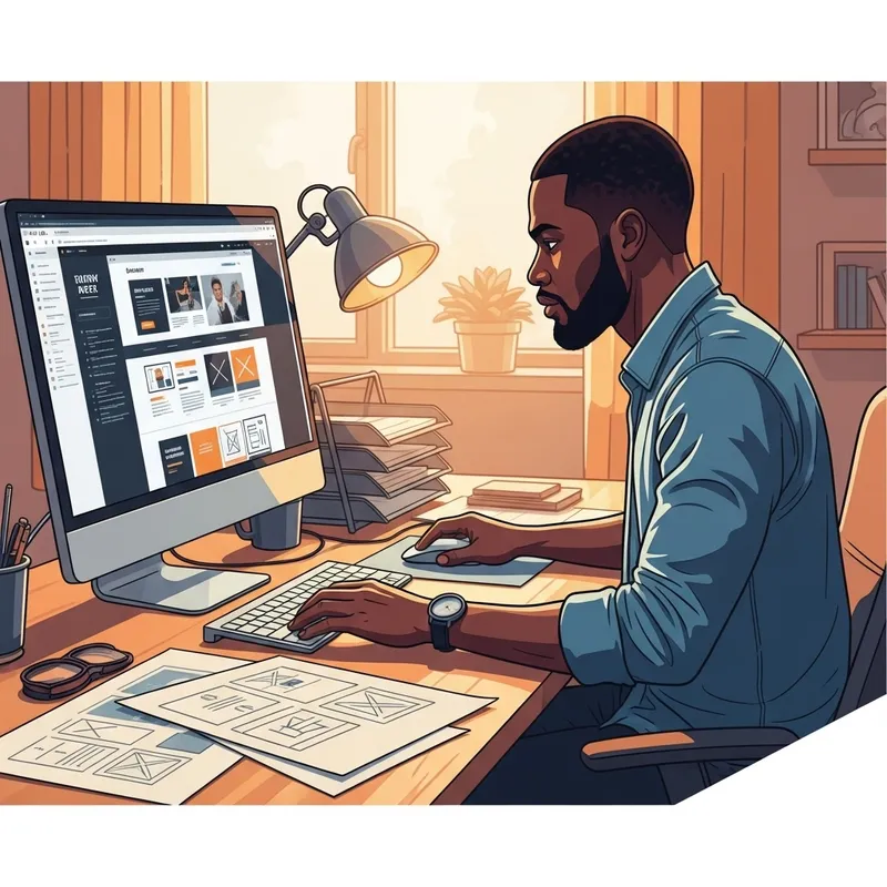 Confident African Man Engages in Web Development | Web Design