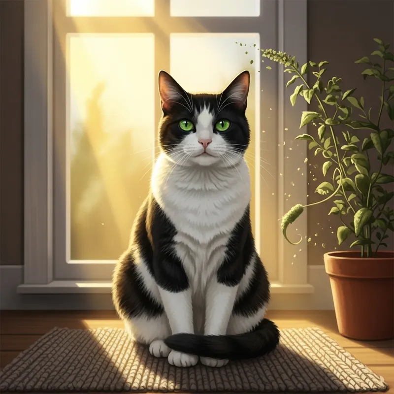 Serene Black Cat in a Cozy Environment