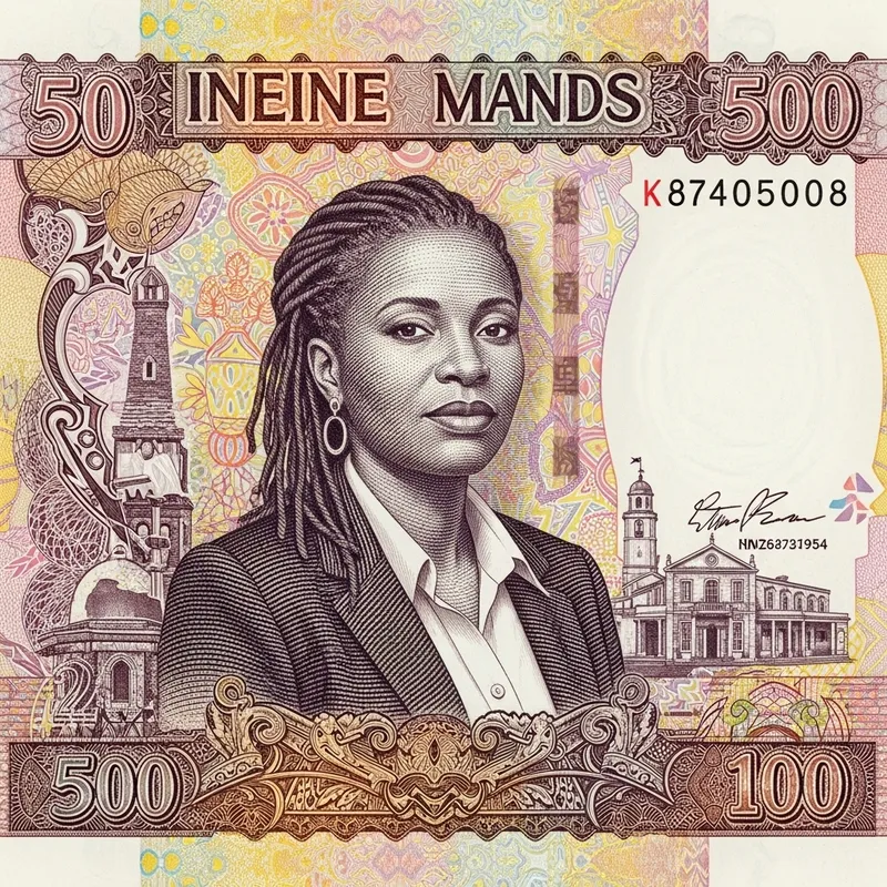 Intricate Banknote Portrait of Caribbean Woman