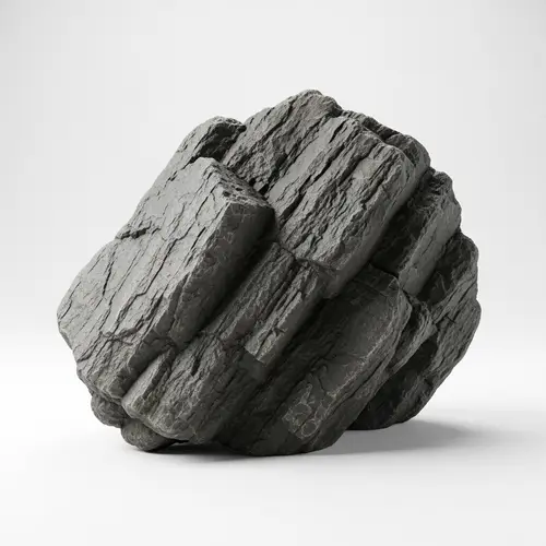 Realistic 3D Rock on White Background - Textured Grey Stone
