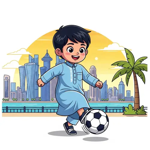 Qatari Child Cartoon Illustration - Playful Digital Scene