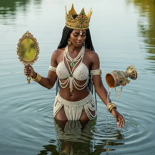 African Diety OSHUN: Supreme Water Being with Golden Crown