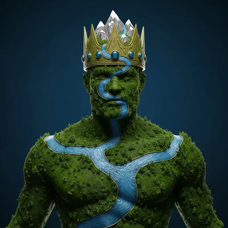 Majestic Green Earth King with Nature Crown