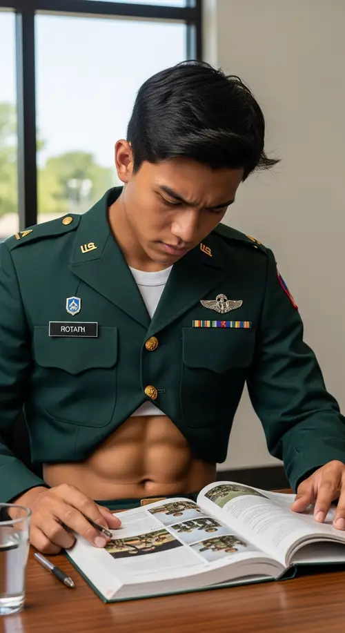 Physically Fit Thai Teenage Boy Studying Soldier Activities
