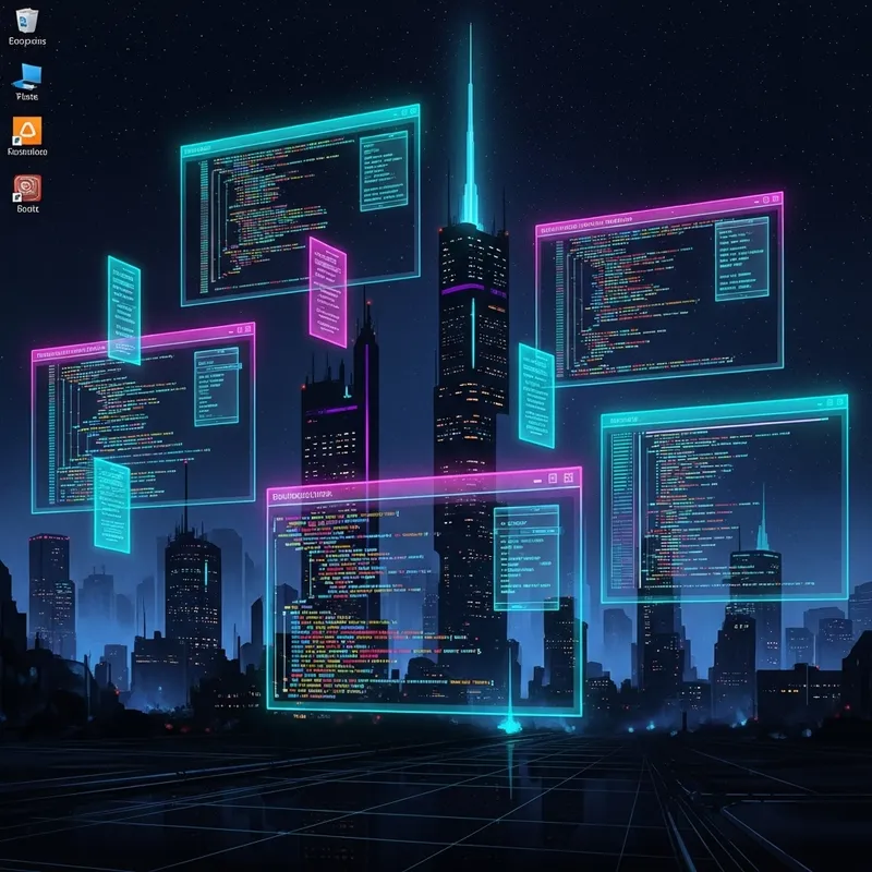 Futuristic Cyberpunk Digital Painting of Linux OS