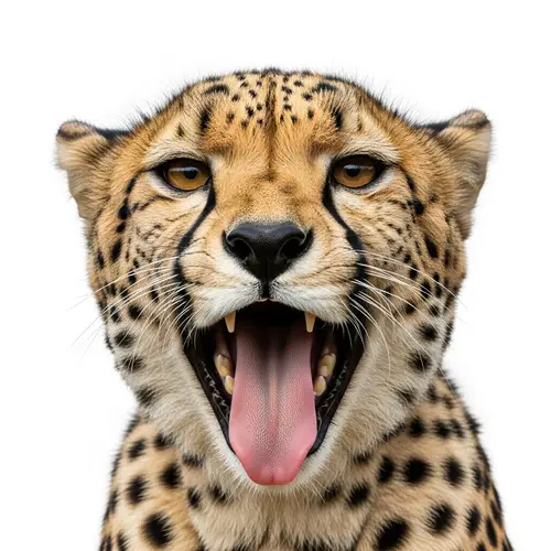 Cute Cheetah Panting in Close-Up View