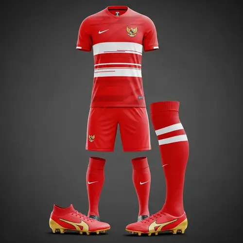 Indonesia National Team Soccer Uniform Design | Red & White Eagle Logo