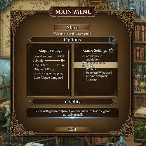 Main Menu HUD Design for Retro RPG Game