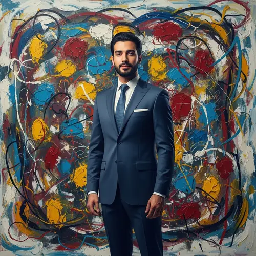 Middle-Eastern Businessman in Abstract Expressionism Style