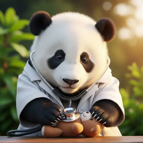 Cute Baby Panda Doctor in Heartwarming Art
