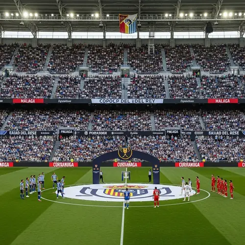 Copa del Rey Final: Intense Soccer Match in Outdoor Stadium