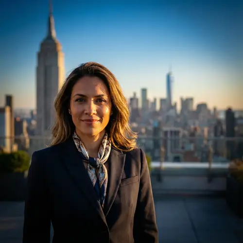 Confident Individual Against NYC Skyline