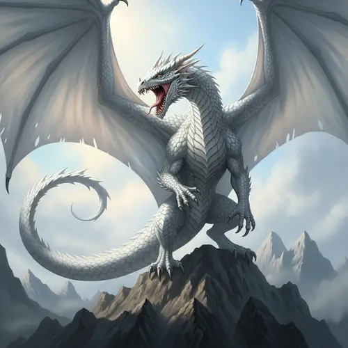 Majestic White Dragon - Mythical Creature of Power and Beauty
