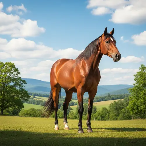Majestic Horse in Peaceful Countryside Environment