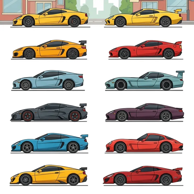 Cool Cars Pictogram: 12 Stylish Vehicles