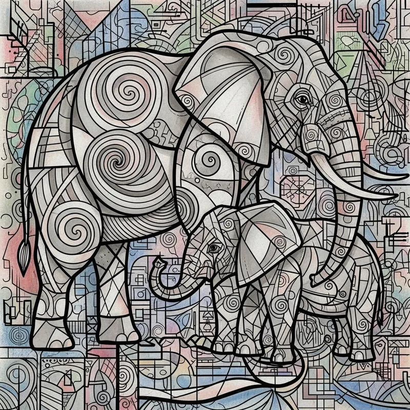 Elephants in Abstract - Geometric Shapes & Patterns