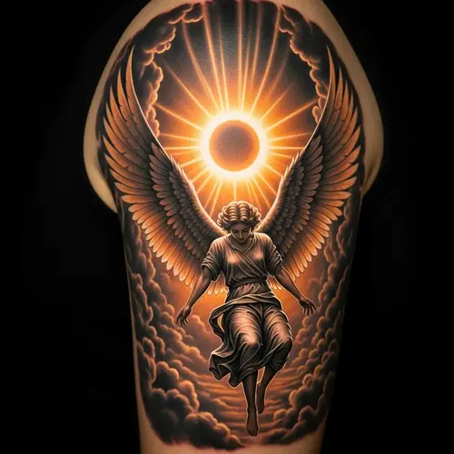 Fallen Angel Tattoo Design Under Two Suns | Heavenly Art
