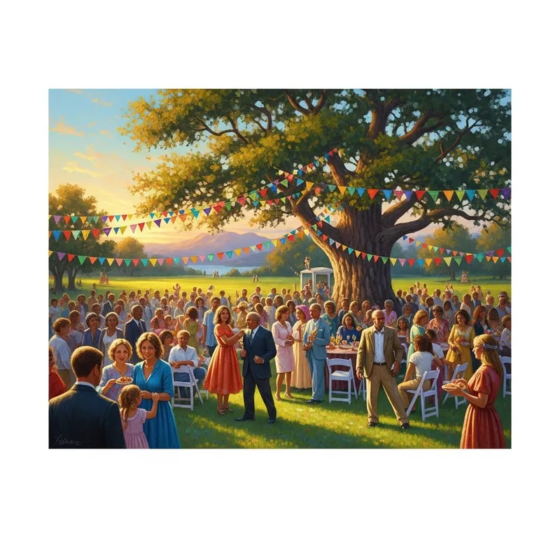 Butiful Outdoor Celebration Oil Painting Butiful Outdoor Celebration Oil Painting