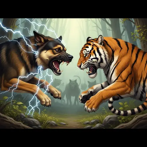 Dramatic Dog vs Tiger Showdown in the Wilderness