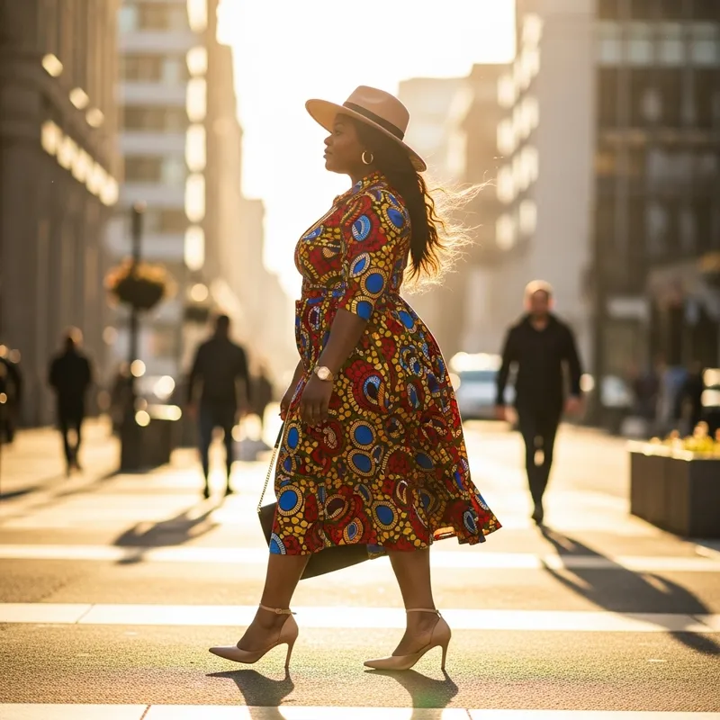 Confident Thick Black Woman Walking in Style