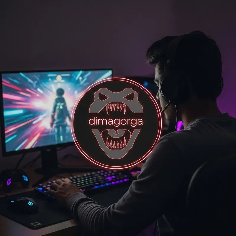 Minimalist Gaming Stream Logo with South Asian Man Playing Computer Games Minimalist Gaming Stream Logo with South Asian Man Playing Computer Games