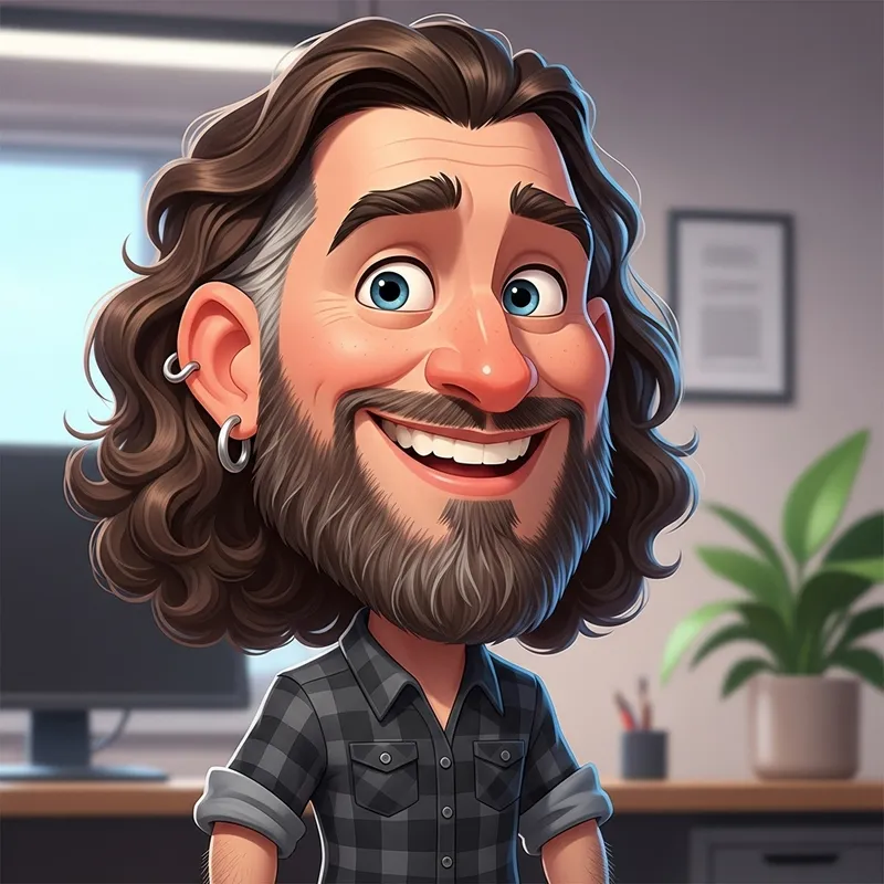 Animated Caricature of a White Man in Flannel