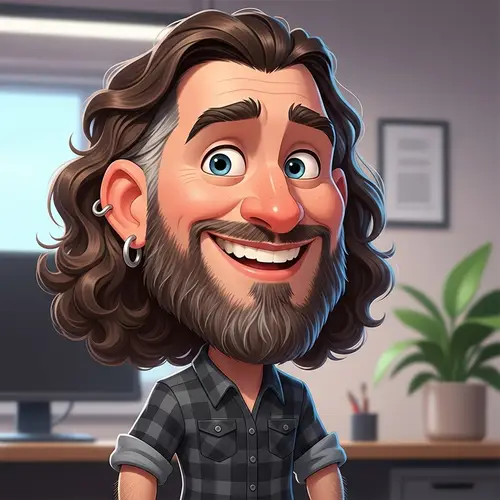 Animated Caricature of a White Man in Flannel