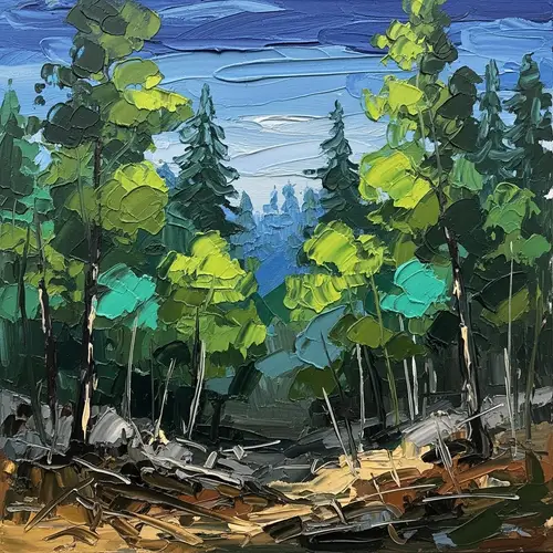 Abstract Expressionism Forest Painting | Artistic Forest Depiction