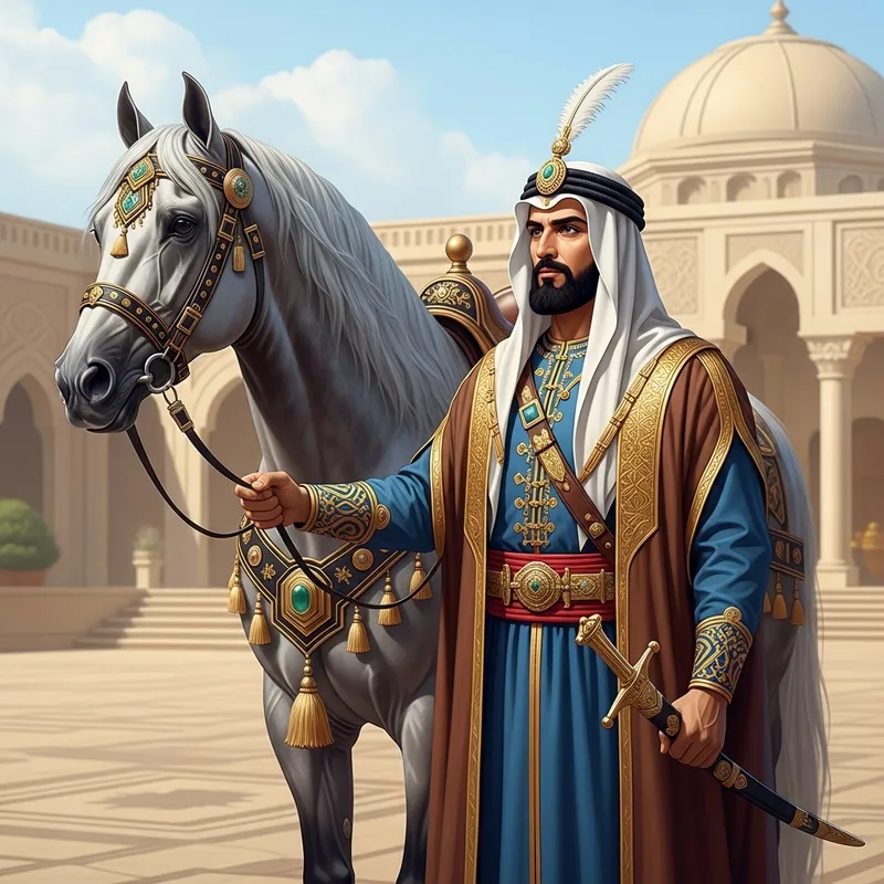 Indian King and Majestic Horse: Royal Encounter in Traditional Attire