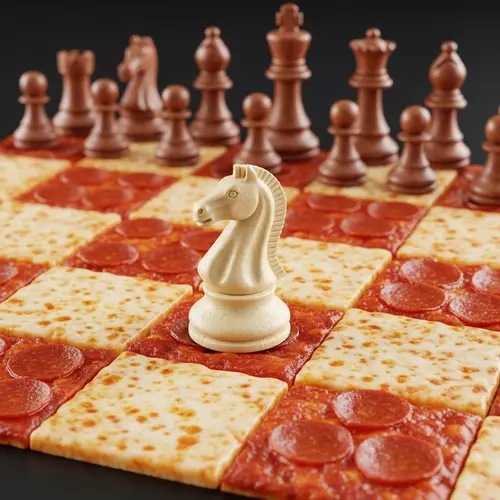 Pizza Chessboard: Creative Edible Twist on Classic Game of Chess
