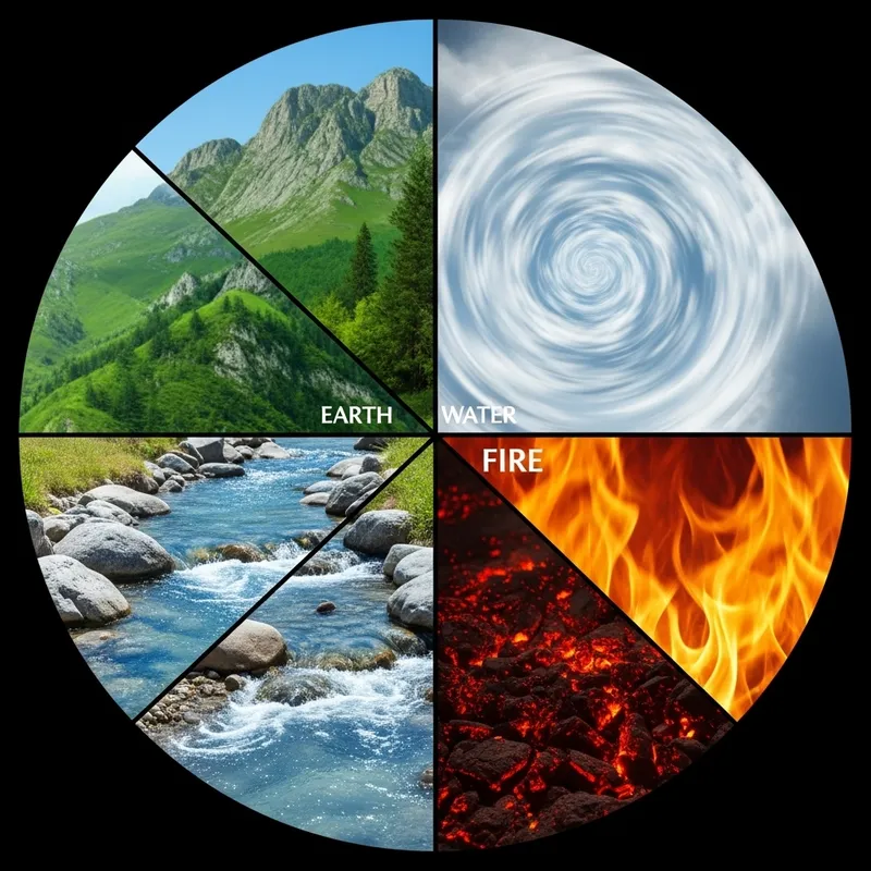 Visualizing the Four Elemental Circles: Earth, Water, Air, Fire