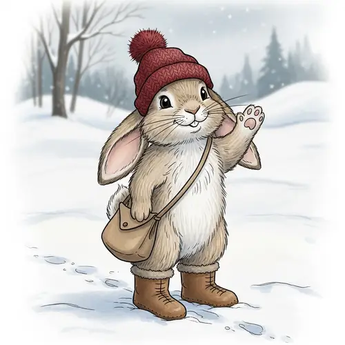 Adorable Rabbit in Winter Scene | Cute Bunny Illustration