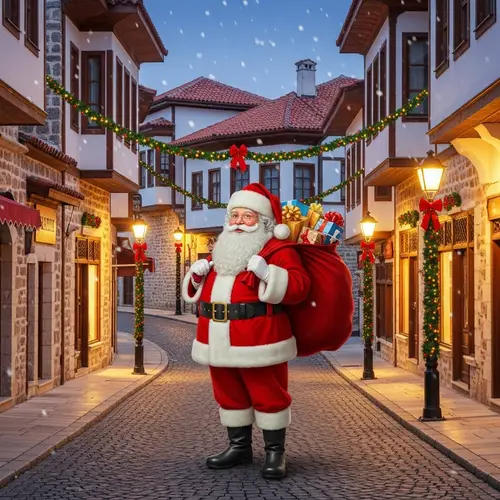 Traditional Santa Claus in Vushtrri: Festive Atmosphere