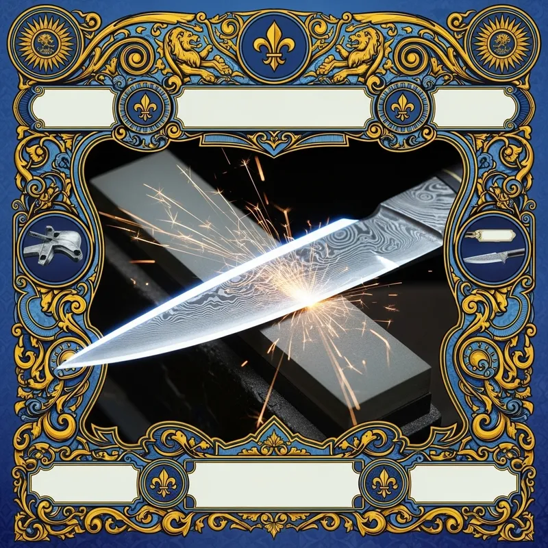 Gleaming Sharpened Blade | Blue & Golden Yellow Border Gleaming Sharpened Blade | Blue & Golden Yellow Border