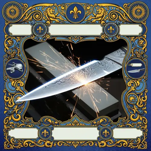 Finely Sharpened Blade | Blue & Golden Yellow Border