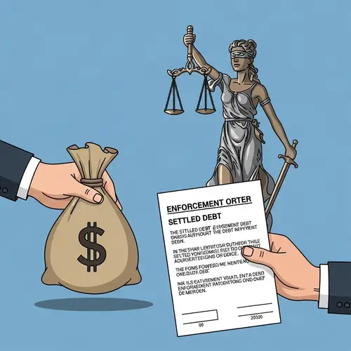 Debt Repayment with Justice - Settlement Scene Illustration