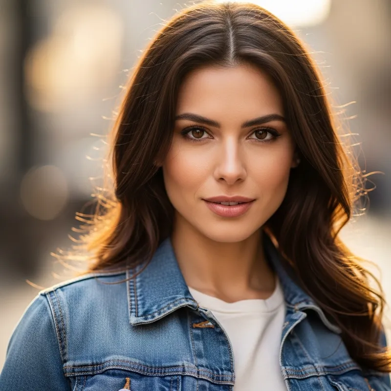 Captivating Brunette in Modern Outfit