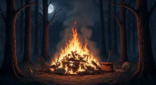 Haunting Nocturnal Woods: A Burning Enigma